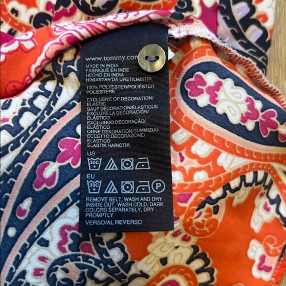 Tommy Hilfiger Red and Pink Paisley Midi Dress Medium - Picture 5 of 10
